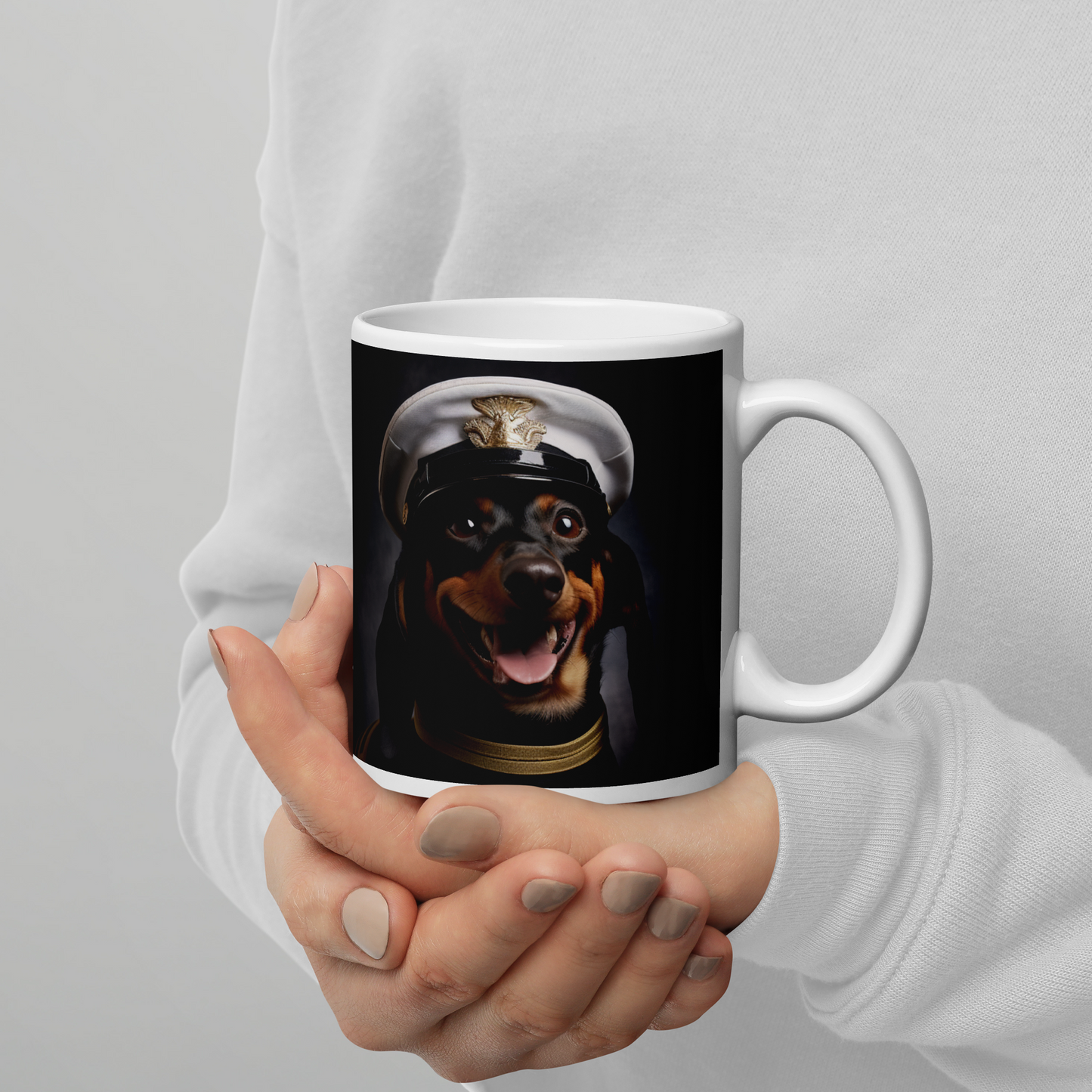 Dachshund Airline Pilot White glossy mug