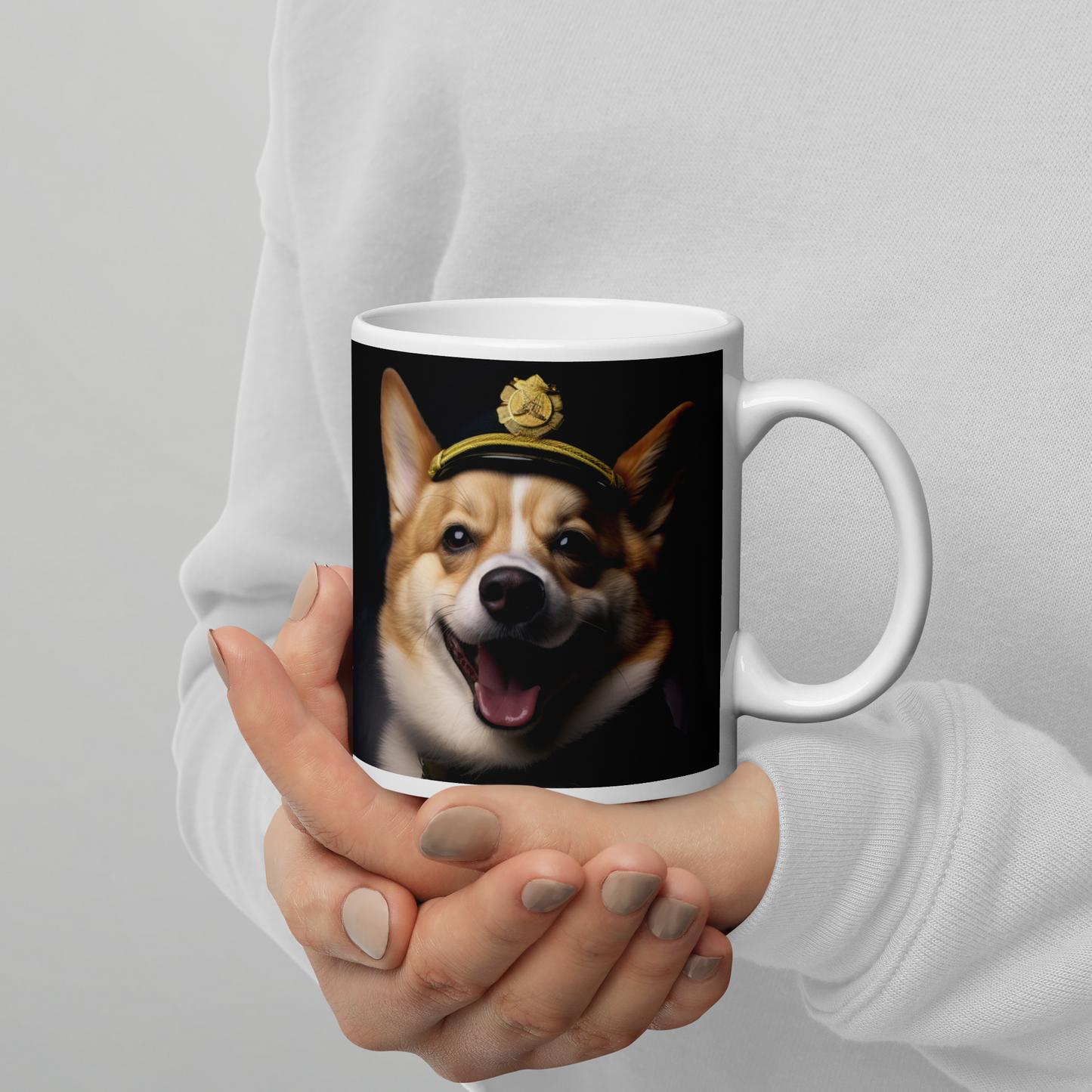 Pembroke Welsh Corgi Airline Pilot White glossy mug