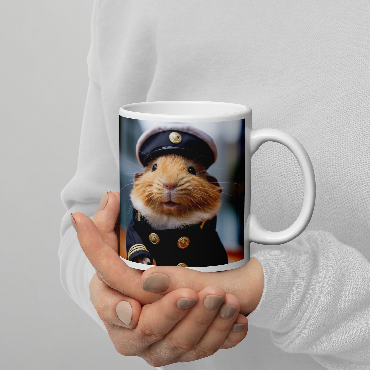 Guinea Pigs Airline Pilot  White glossy mug