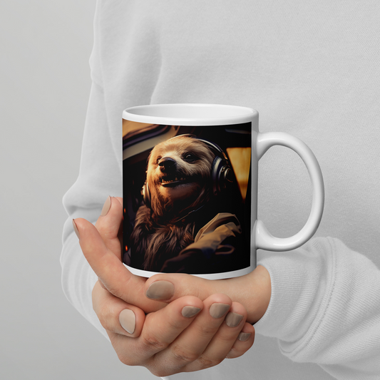 Sloth Airline Pilot White glossy mug