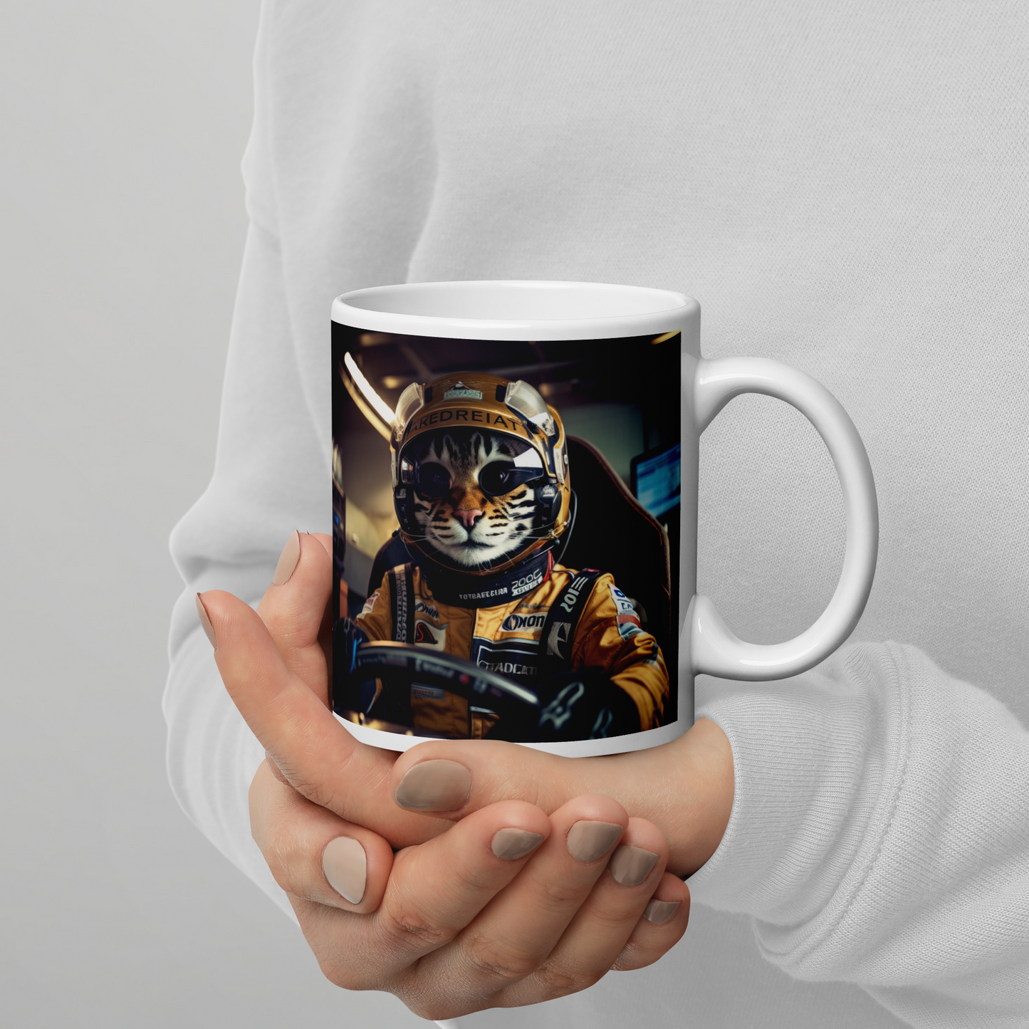 Bengal F1 Car Driver White glossy mug