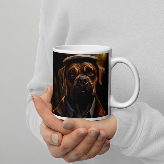 Boxer Detective White glossy mug