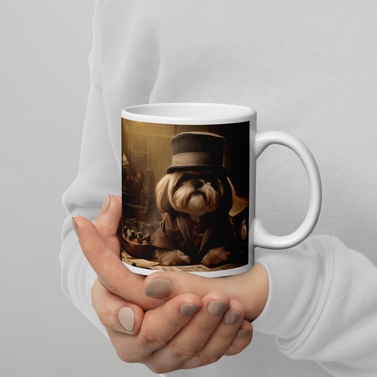 Shih Tzu Detective White glossy mug