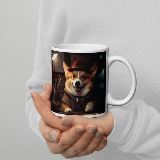 Pembroke Welsh Corgi Detective White glossy mug