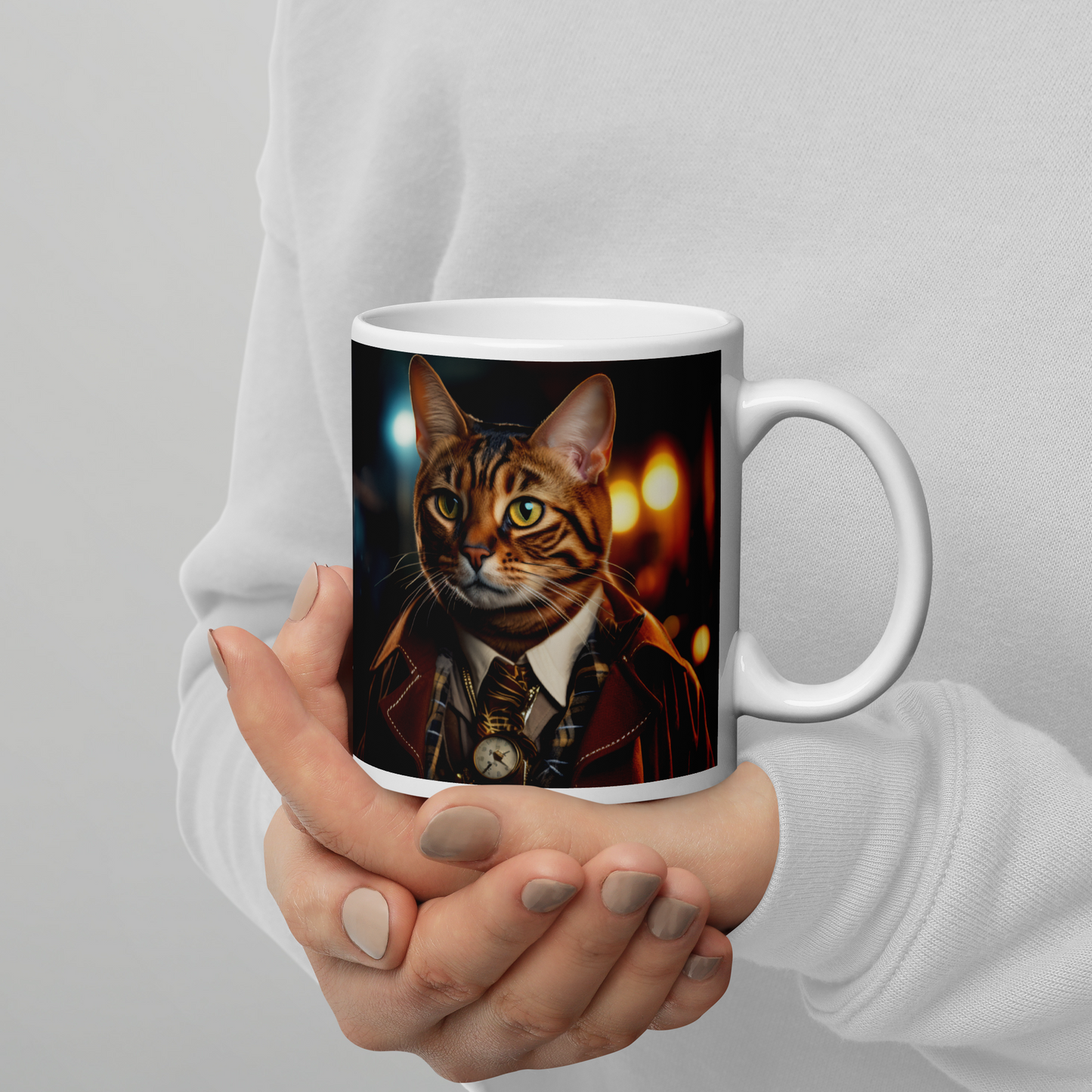 Bengal Detective White glossy mug