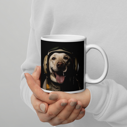 Labrador Retriever Military Person White glossy mug