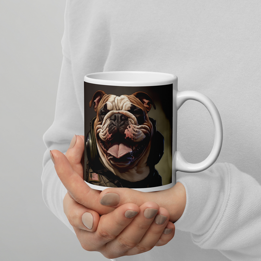 Bulldog Military Person White glossy mug