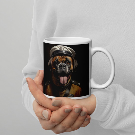 Boxer Military Person White glossy mug