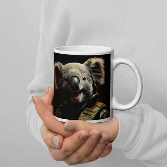 Koala Military Person White glossy mug