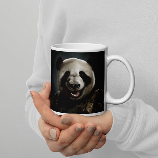 Panda Military Person White glossy mug