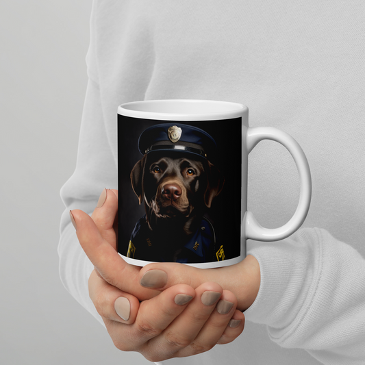 Labrador Retriever Police Officer White glossy mug