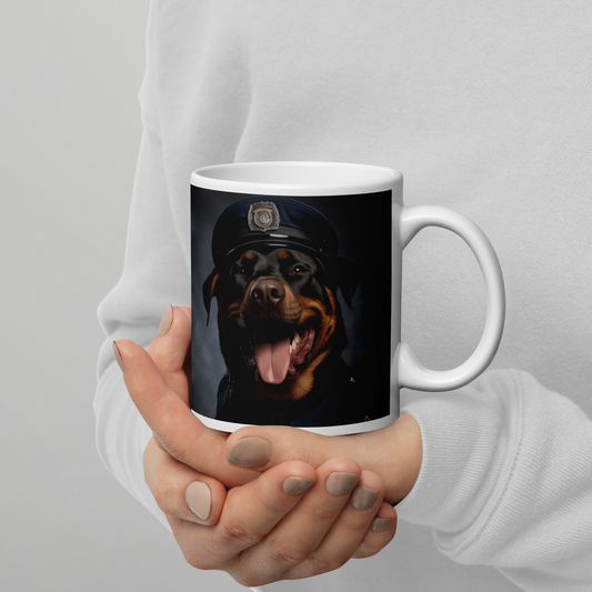 Rottweiler Police Officer White glossy mug