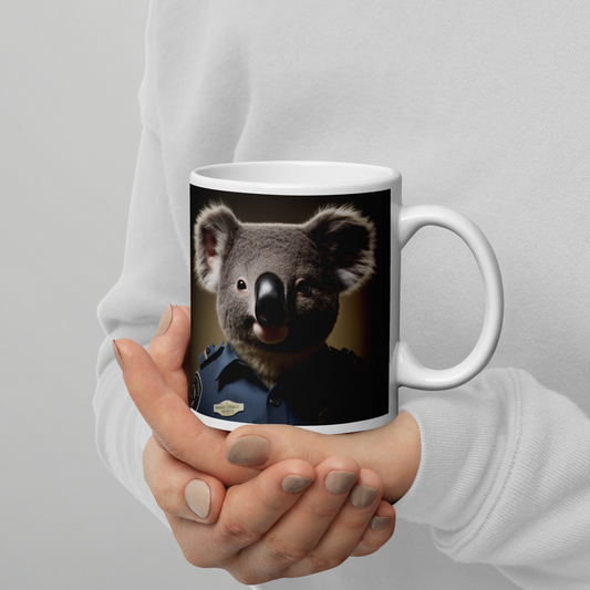 Koala Police Officer White glossy mug