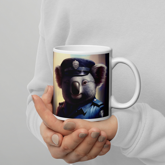 Koala Police Officer White glossy mug