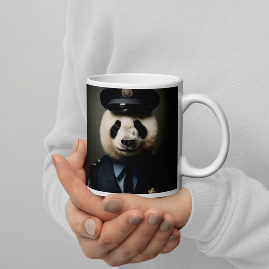 Panda Police Officer White glossy mug