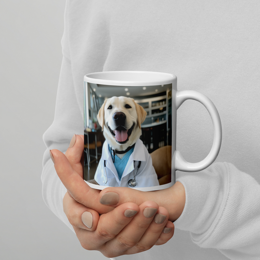 Labrador Retriever Doctor White glossy mug