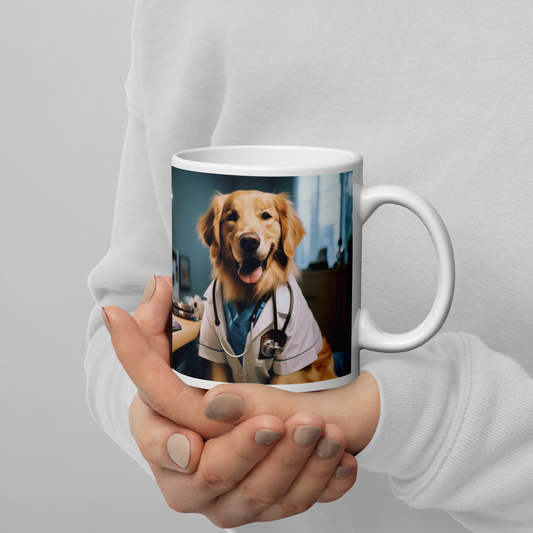 Golden Retriever Doctor White glossy mug