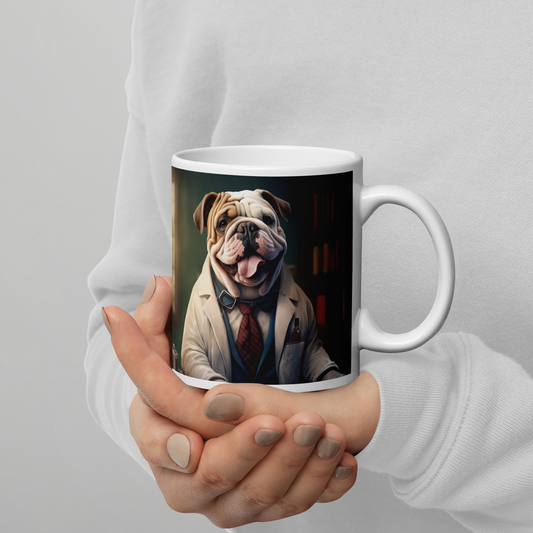 Bulldog Doctor White glossy mug