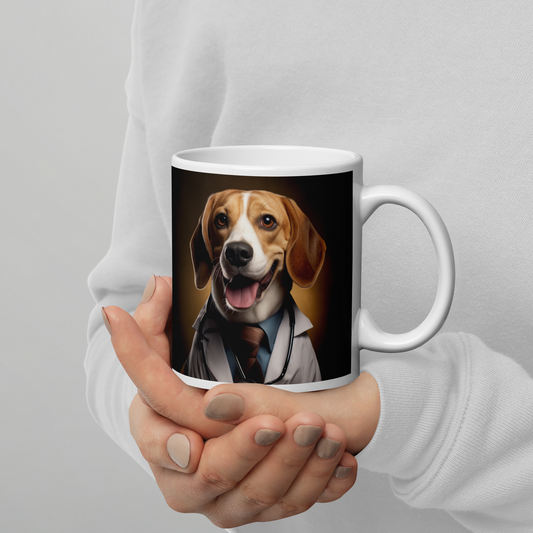 Beagle Doctor White glossy mug