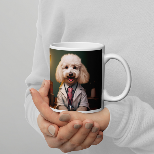 Poodle Doctor White glossy mug