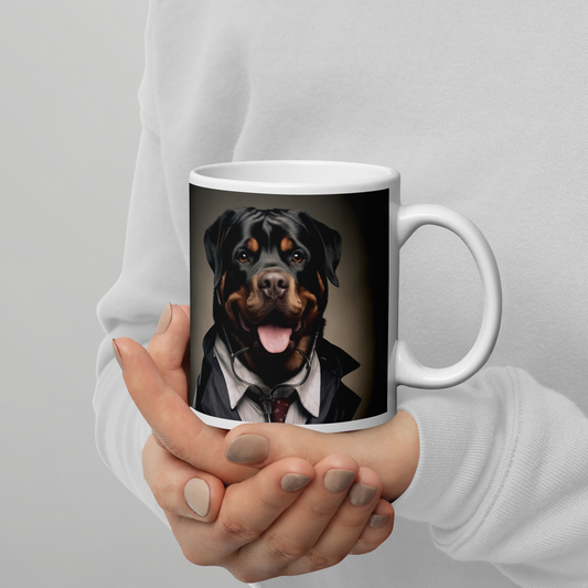 Rottweiler Doctor White glossy mug