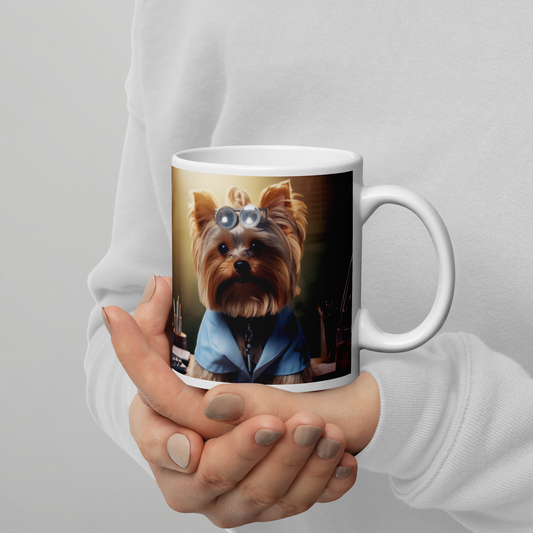 Yorkshire Terrier Doctor White glossy mug