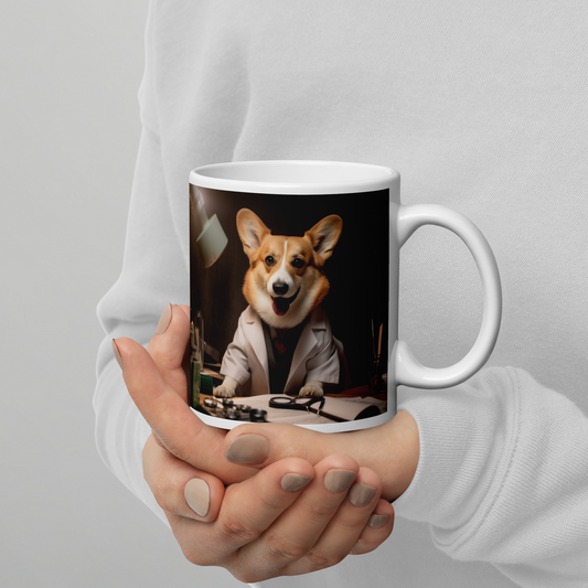 Pembroke Welsh Corgi Doctor White glossy mug