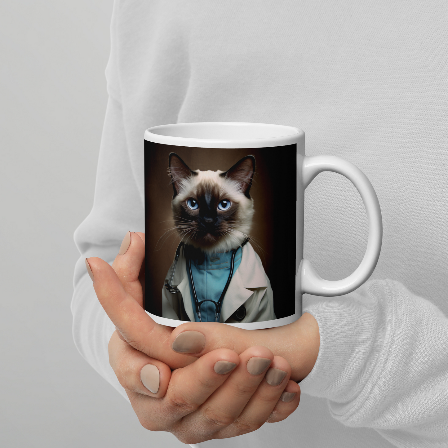 Siamese Doctor White glossy mug