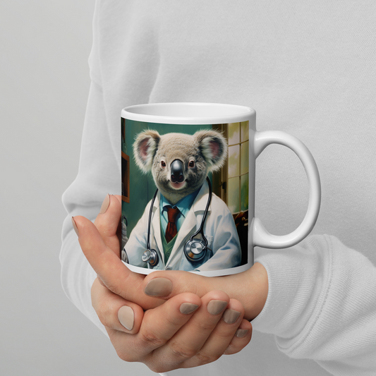 Koala Doctor White glossy mug