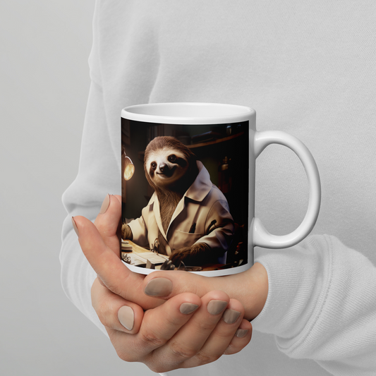 Sloth Doctor White glossy mug