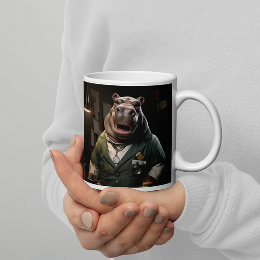 Hippo Doctor White glossy mug