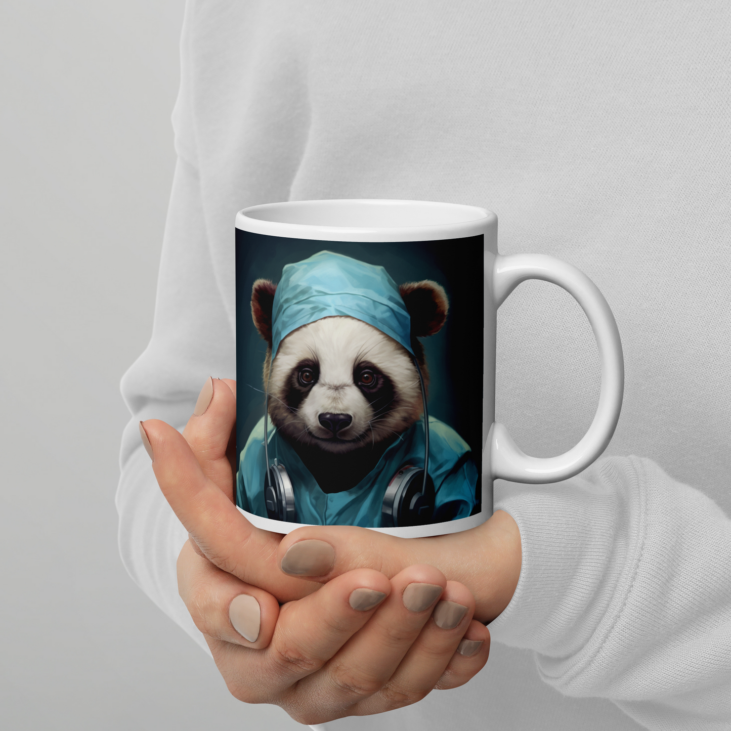 Panda Doctor White glossy mug