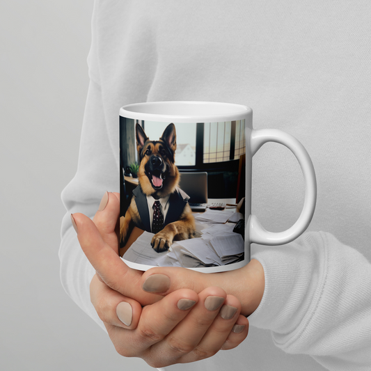 German Shepherd Lawyer White glossy mug