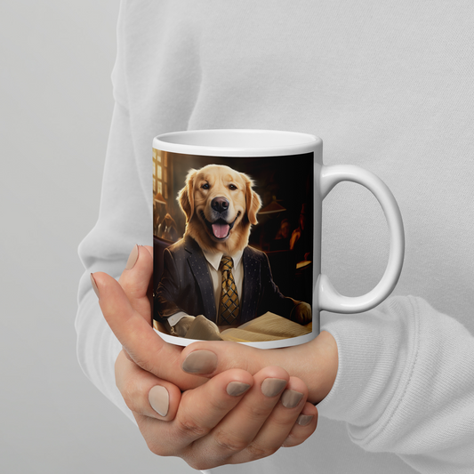 Golden Retriever Lawyer White glossy mug