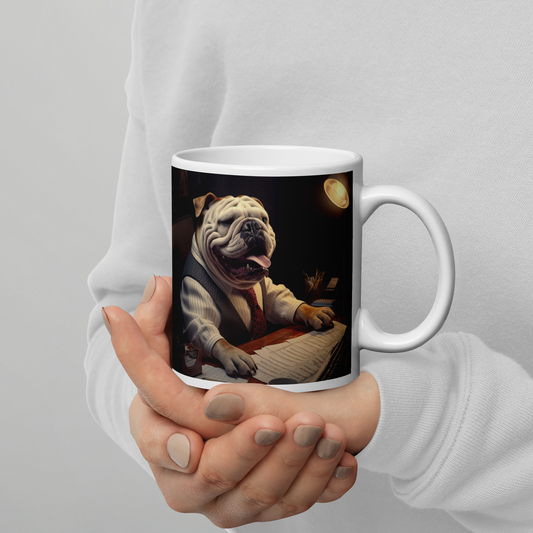 Bulldog Lawyer White glossy mug