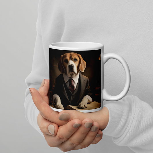 Beagle Lawyer White glossy mug