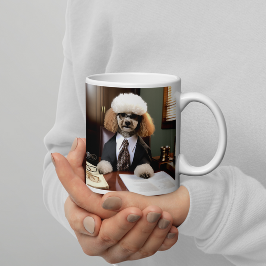 Poodle Lawyer White glossy mug