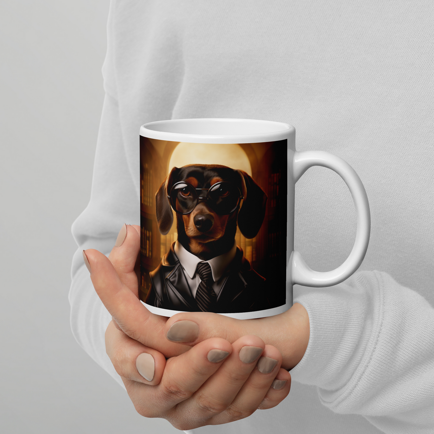 Dachshund Lawyer White glossy mug