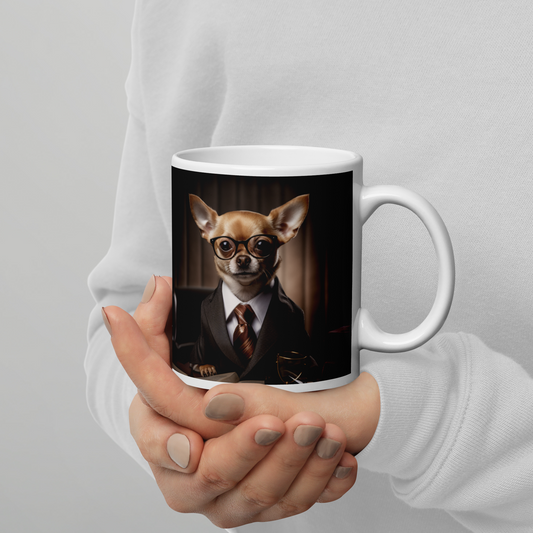 Chihuahua Lawyer White glossy mug