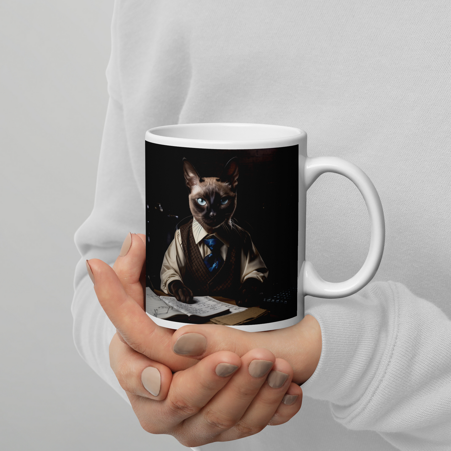 Siamese Lawyer White glossy mug