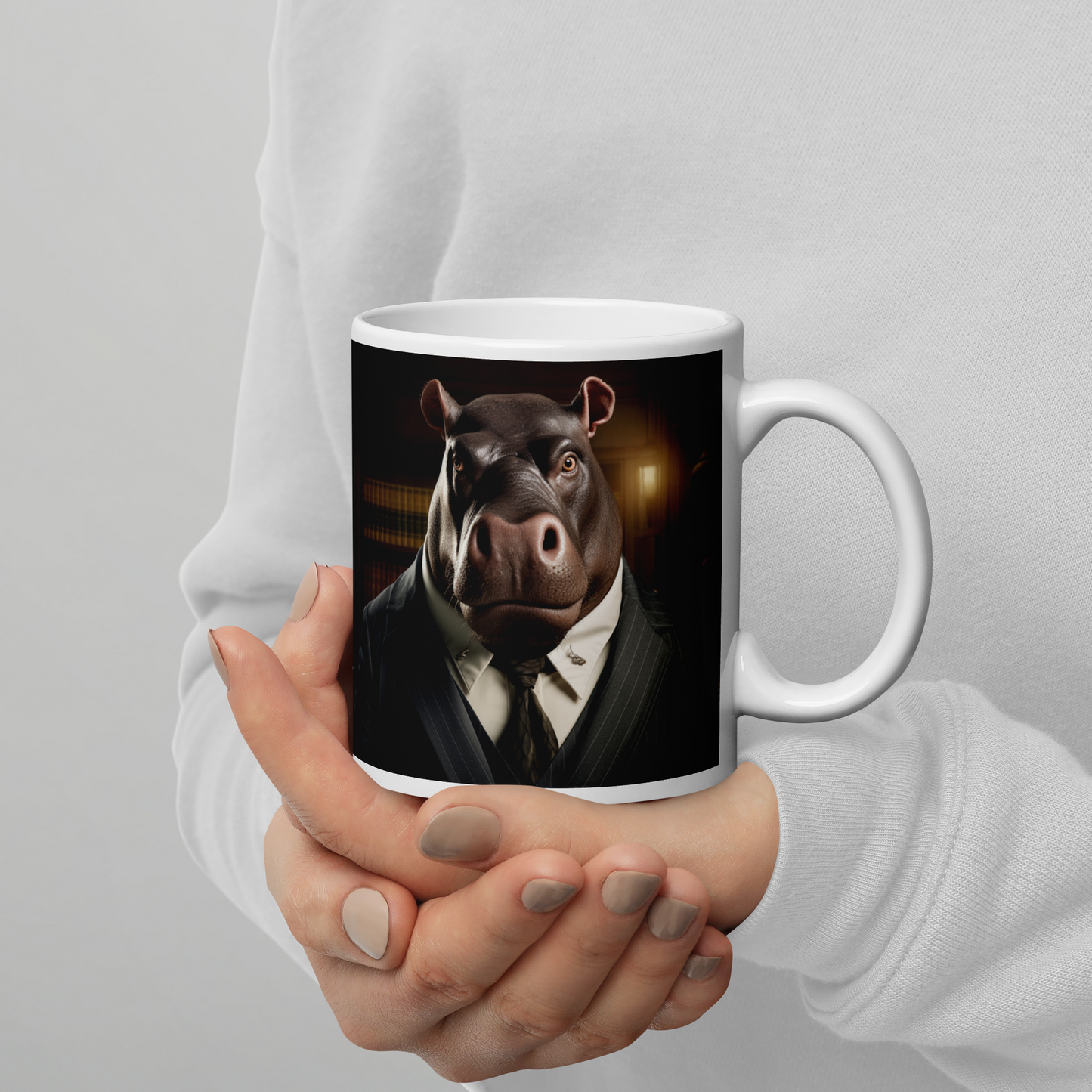 Hippo Lawyer White glossy mug