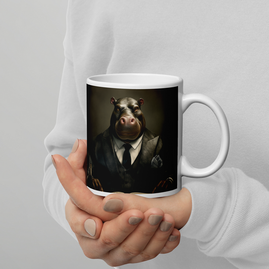 Hippo Lawyer White glossy mug