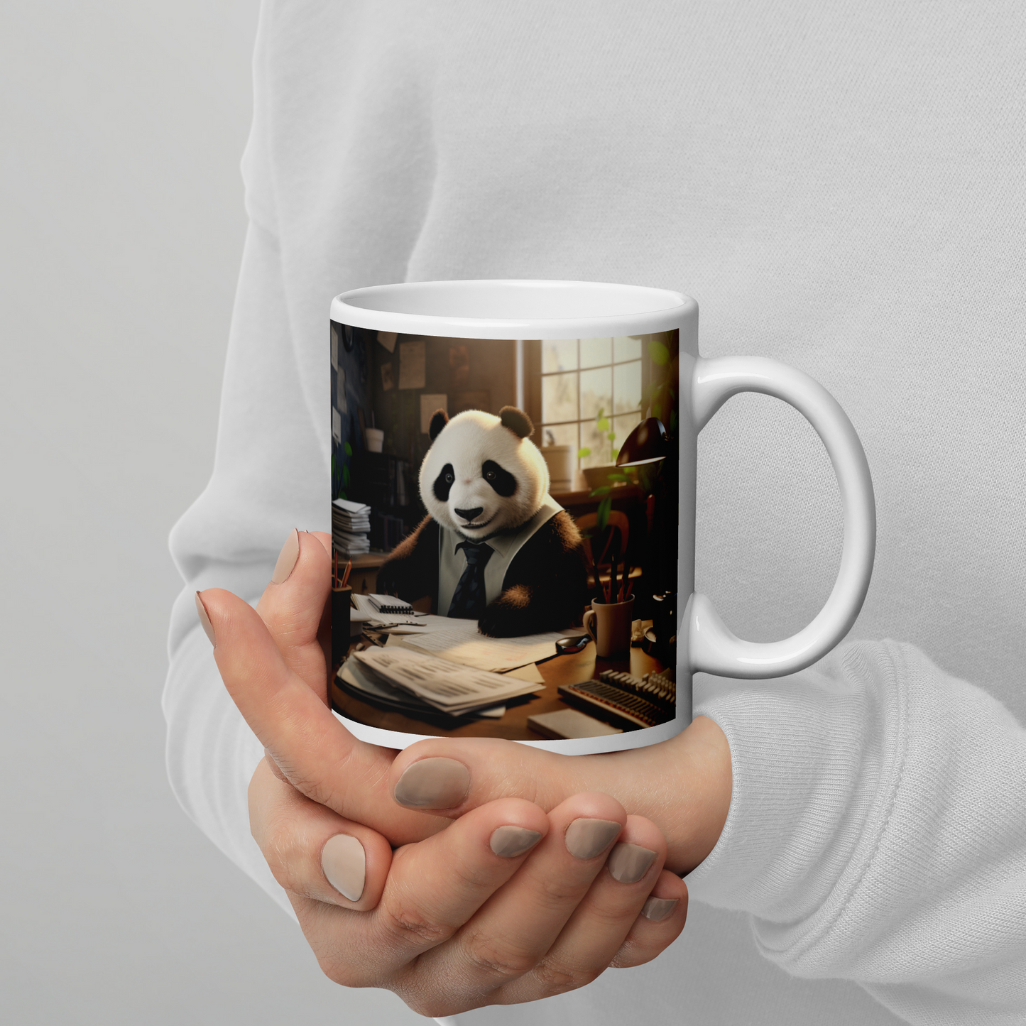 Panda Lawyer White glossy mug