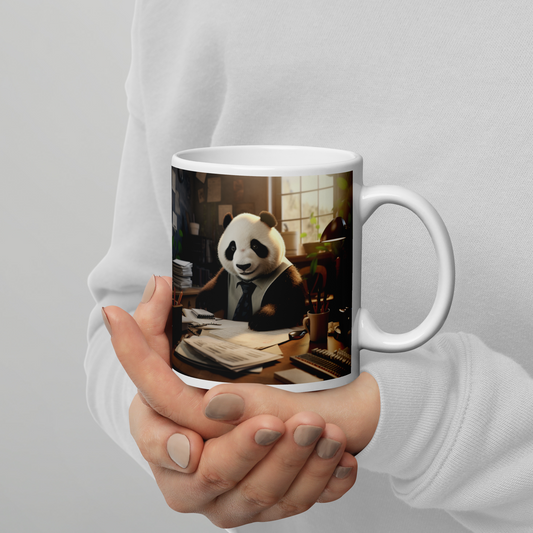 Panda Lawyer White glossy mug