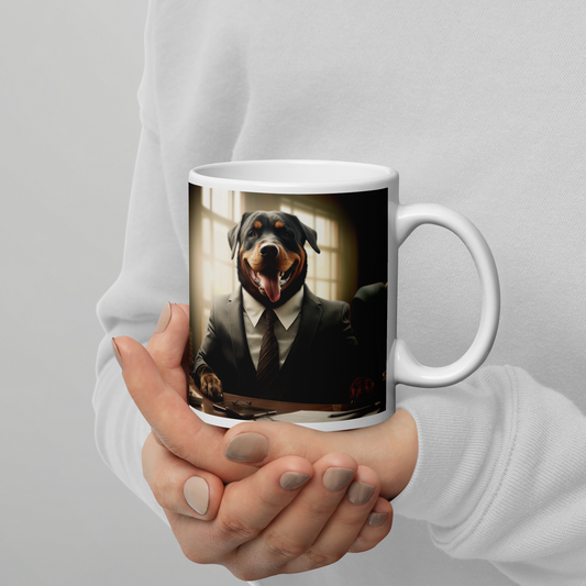 Rottweiler Lawyer White glossy mug