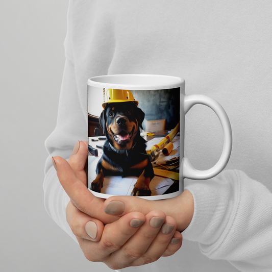 Rottweiler Engineer White glossy mug