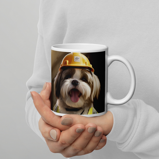 Shih Tzu Engineer White glossy mug