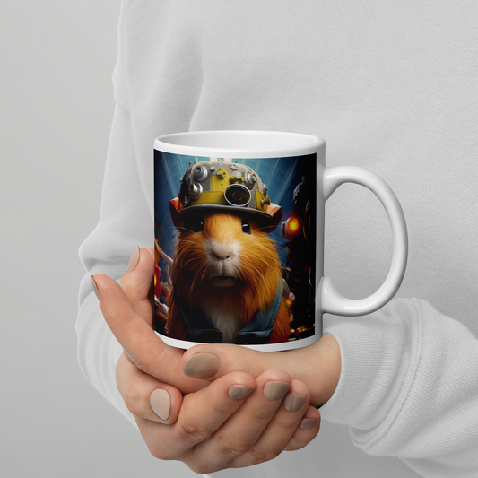 Guinea Pigs Engineer White glossy mug