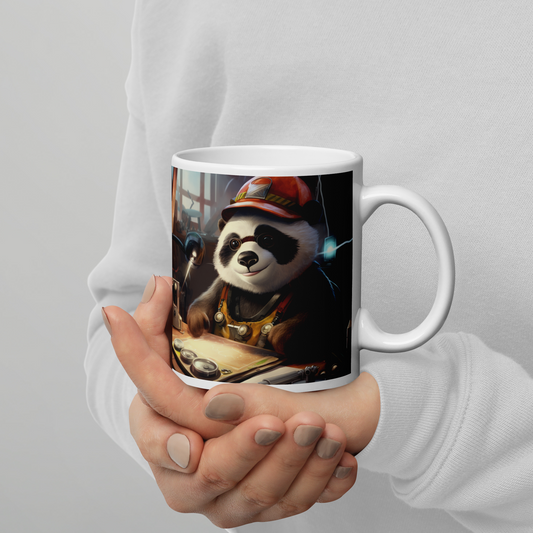 Panda Engineer White glossy mug