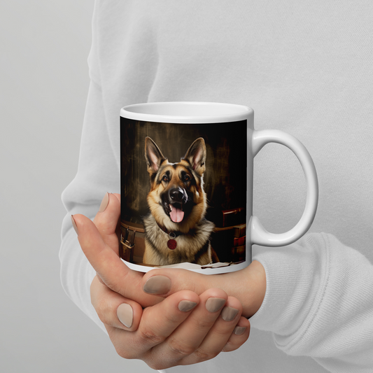 German Shepherd Teacher White glossy mug